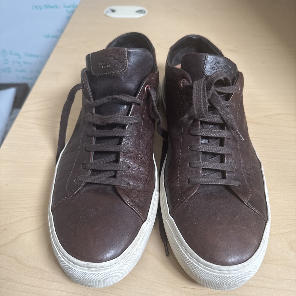 GOOD MAN BRAND Shoes Men's 14 Brown Italian Leather Edge Court Sneakers $228